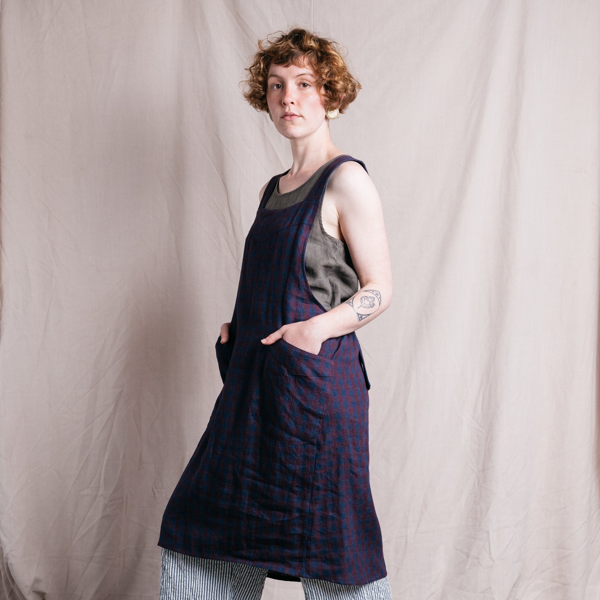 Mamiko Linen Apron Dress - SS22 Hymn (Women M-L) *Last ones