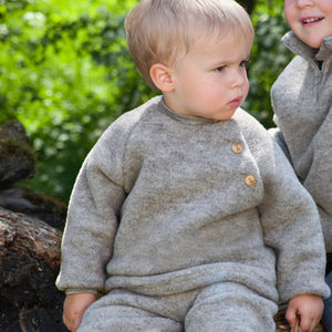Baby Raglan Jumper - 100% Organic Wool Fleece - Walnut (3m-6y)