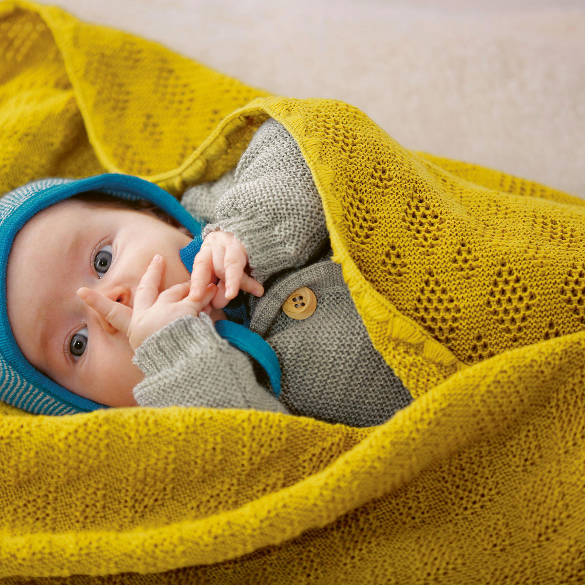 Knitted Baby Blanket in Organic Merino Wool - Curry (100x80cm) *Retired Colour