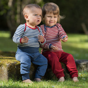 Baby Long Sleeve Top in 100% Wool - Stripes (0-3y)