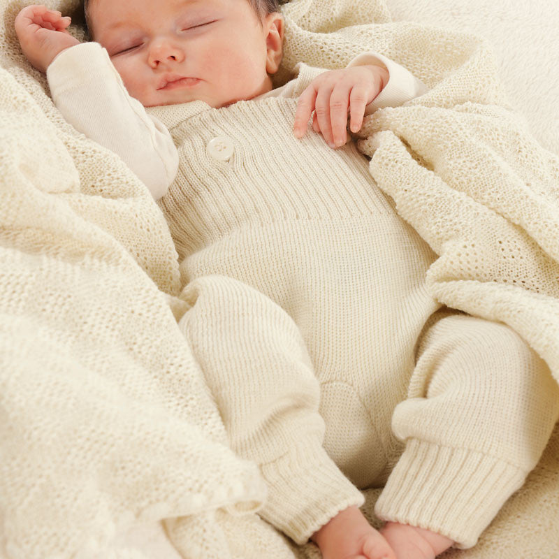 Knitted Dungarees in Organic Merino Wool - Natural (newborn-4y)