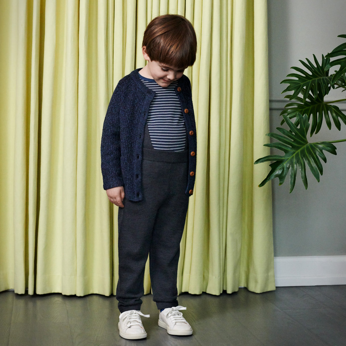 Kids Merino Pants with Removable Braces - Charcoal (2-3y) *PRE-LOVED