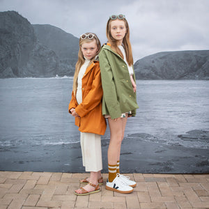 recycled rain coat for kids by fairechild available from Woollykins Australia New Zealand