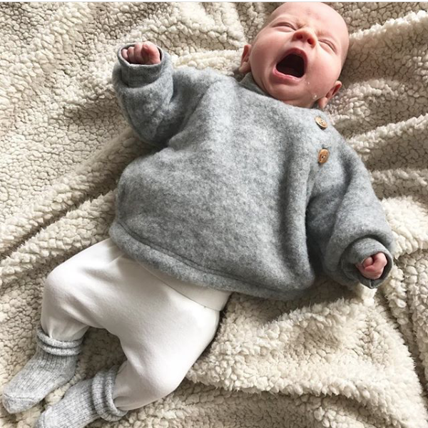 Baby Wool Fleece Raglan Jumper - Grey (0-2y)