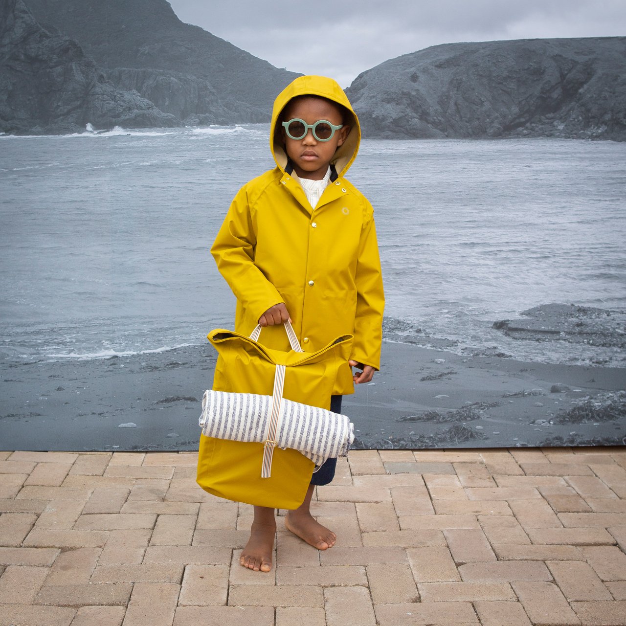 Rain Coat for Kids 100% recycled PET Goldenrod (8-12y) *Last
