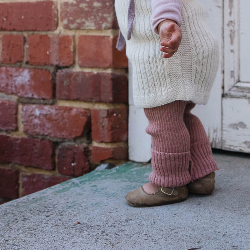 Knitted Merino Rib Leggings/Pants - Rose (9-10y+) *Retired Colour