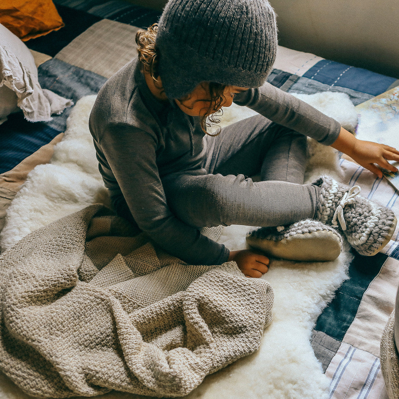 Heirloom Alpaca Baby Blanket - Porridge (90x90cm)