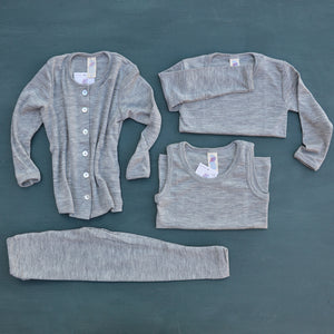 Child's Sleeveless Vest in Wool/Silk in Grey (1-14y)