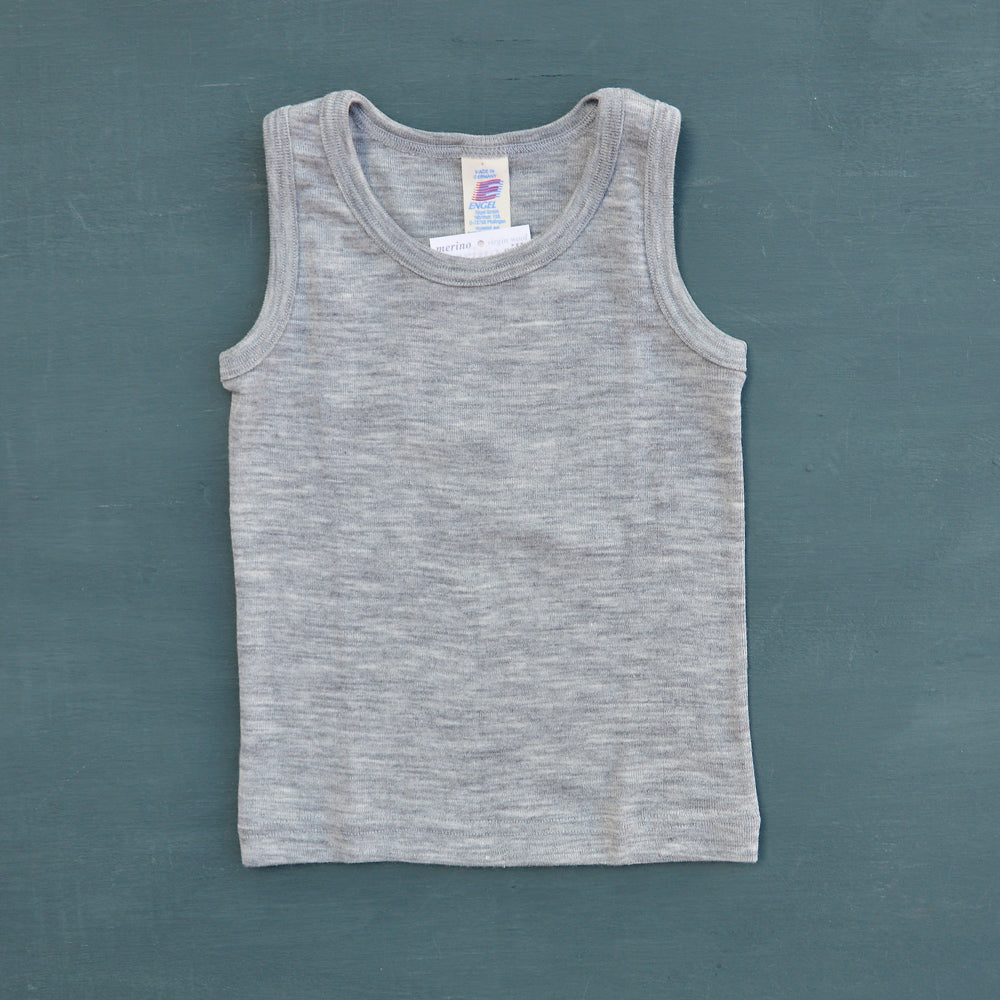Child's Sleeveless Vest - Organic Merino/Silk - Grey (1-14y)