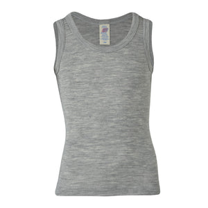 Child's Sleeveless Vest in Wool/Silk in Grey (1-14y)