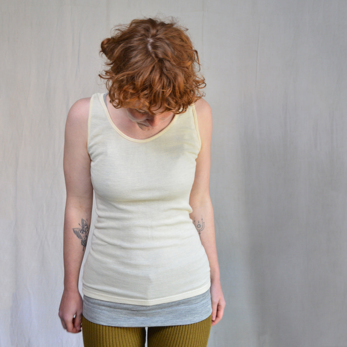 Women's Extra Long Sleeveless Vest - Organic Merino/Silk